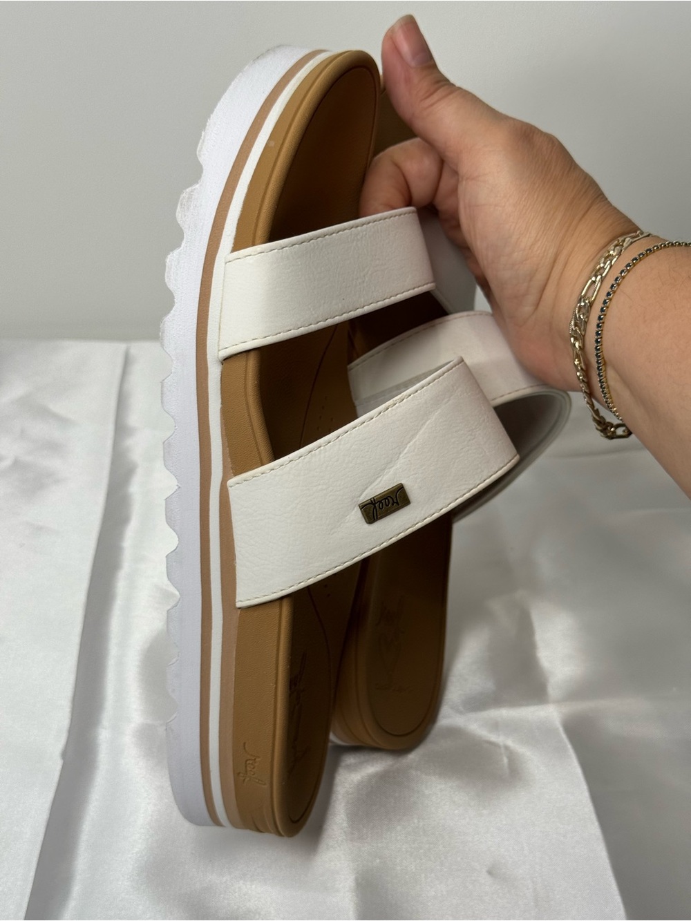 Reef Banded Horizon Hi Platform Sandals White Women’s Size 10 Comfort Slides - Picture 8 of 14